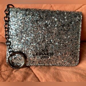 Coach card case, gray glitter | NWOT